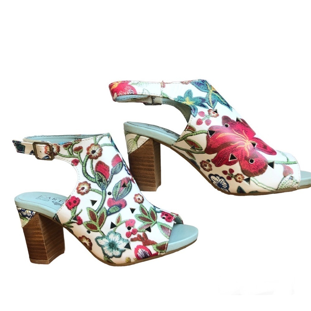Spring Step Floral Multi-Color Slingback Sandals - Picture 3 of 16